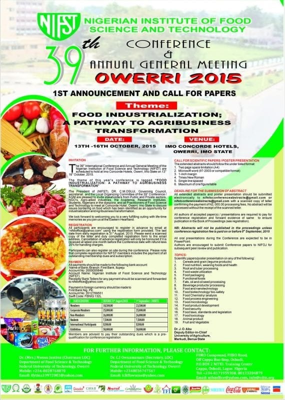 NIFST AGM Poster | NIFST