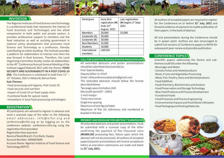 45TH NIFST CONFERENCE/ ANNUAL GENERAL MEETING