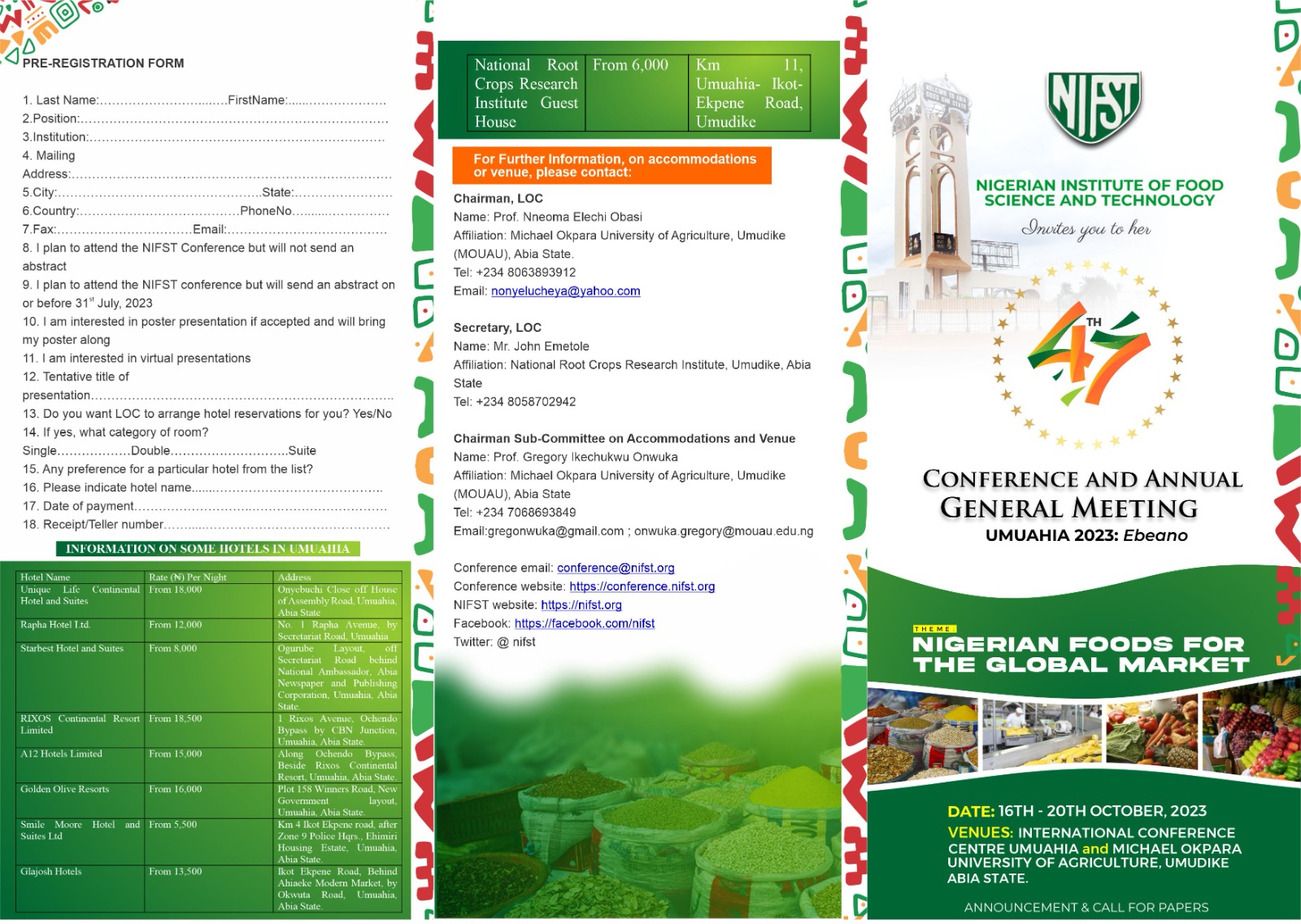 NIFST ANNUAL CONFERENCE / AGM UMUAHIA 2023 (EBEANO)