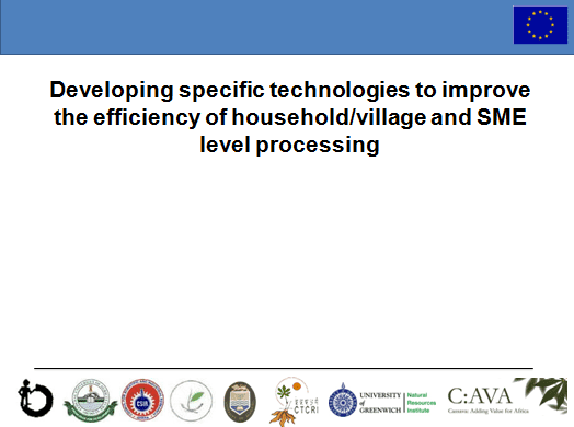 Developing specific technologies to improve the efficiency of household/village and SME level processing