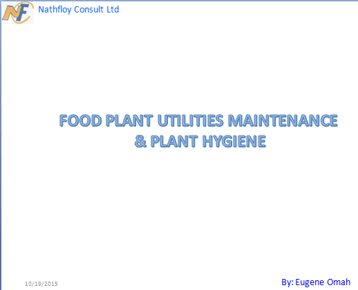 FOOD PLANT UTILITIES MAINTENANCE & PLANT HYGIENE