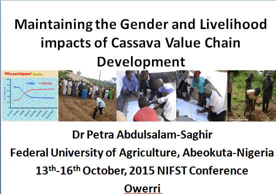 Maintaining the Gender and Livelihood impacts of Cassava Value Chain Development