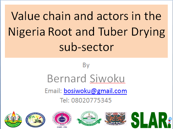 Value chain and actors in the Nigeria Root and Tuber Drying sub-sector