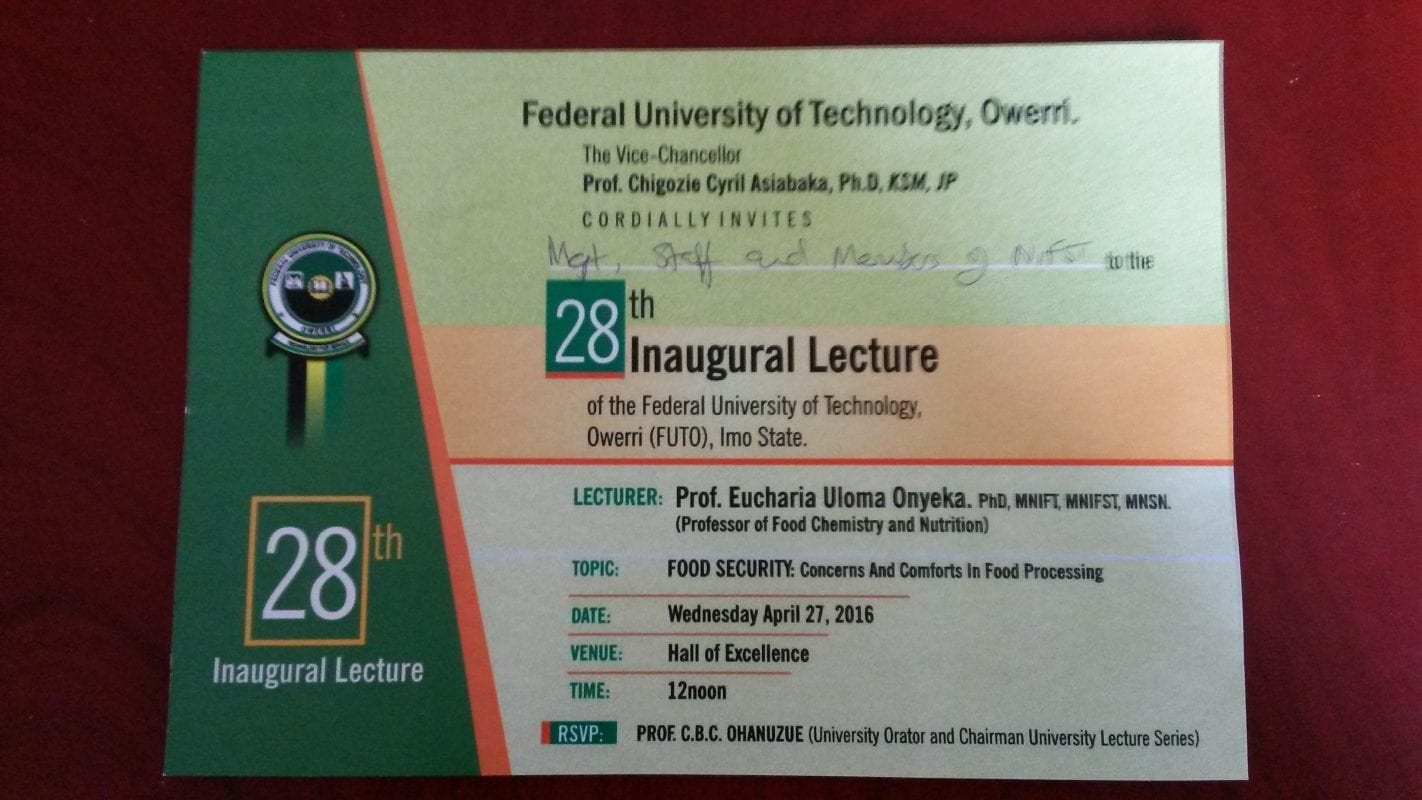 28TH INAUGURAL LECTURE OF THE FEDERAL UNIVERSITY OF TECHNOLOGY
