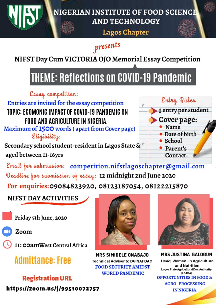 NIFST LAGOS CHAPTER 2020 NIFST DAY & ESSAY COMPETITION